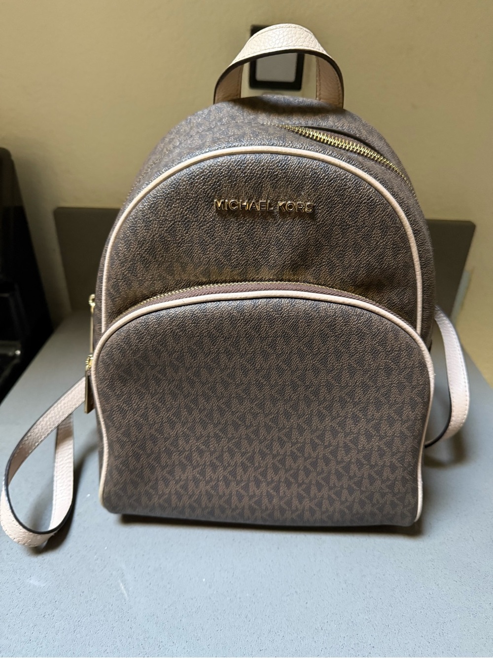 Michael Kors Brown and Cream Signature Mini Backpack